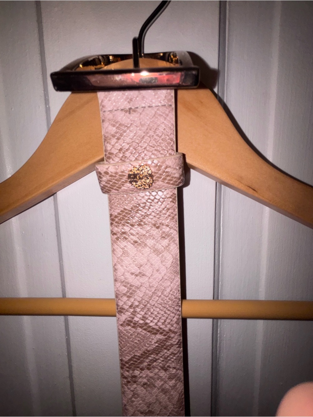 Vince Camuto Textured Blush Pink Snake print Women’s Belt with Gold Accent